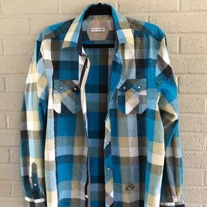 John Lennon button down plaid shirt men’s large
